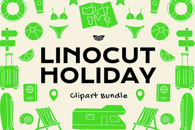 Linocut Holiday Clipart Bundle