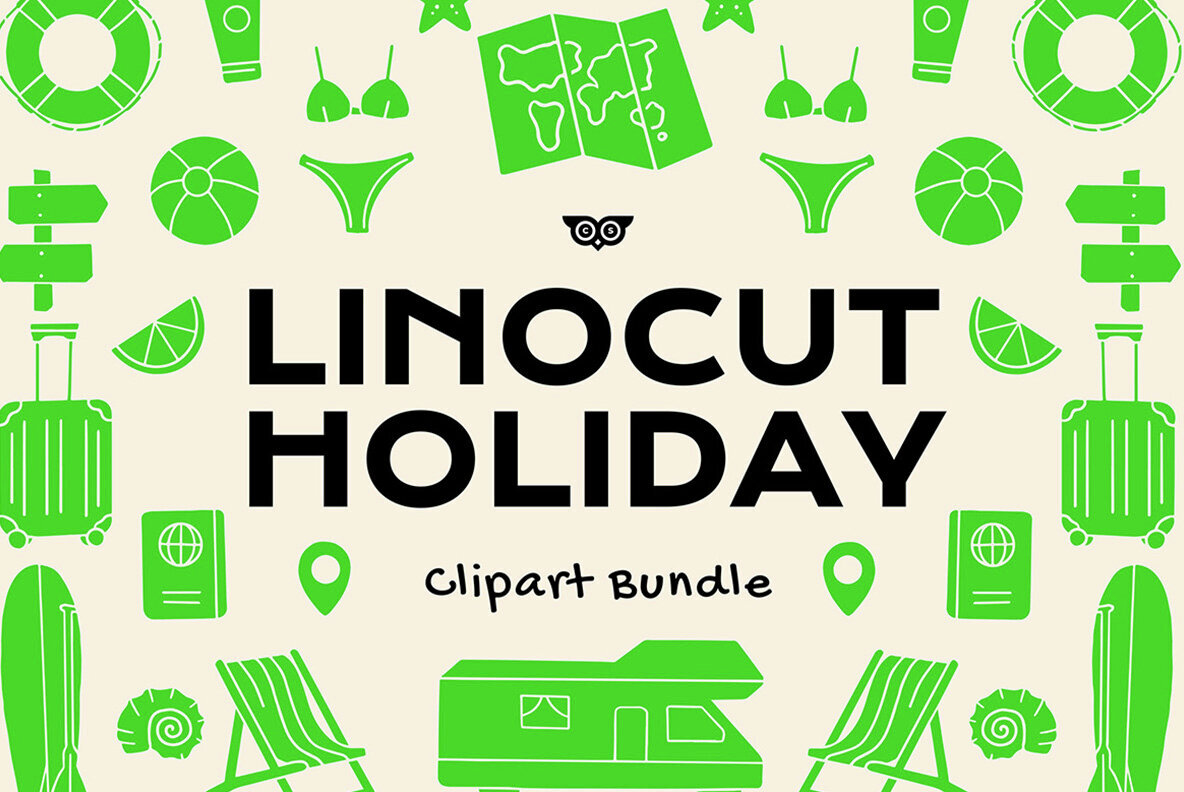Linocut Holiday Clipart Bundle 1