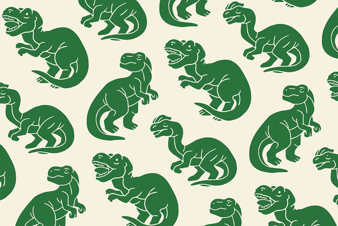 Linocut Dinosaur Clipart Bundle 7