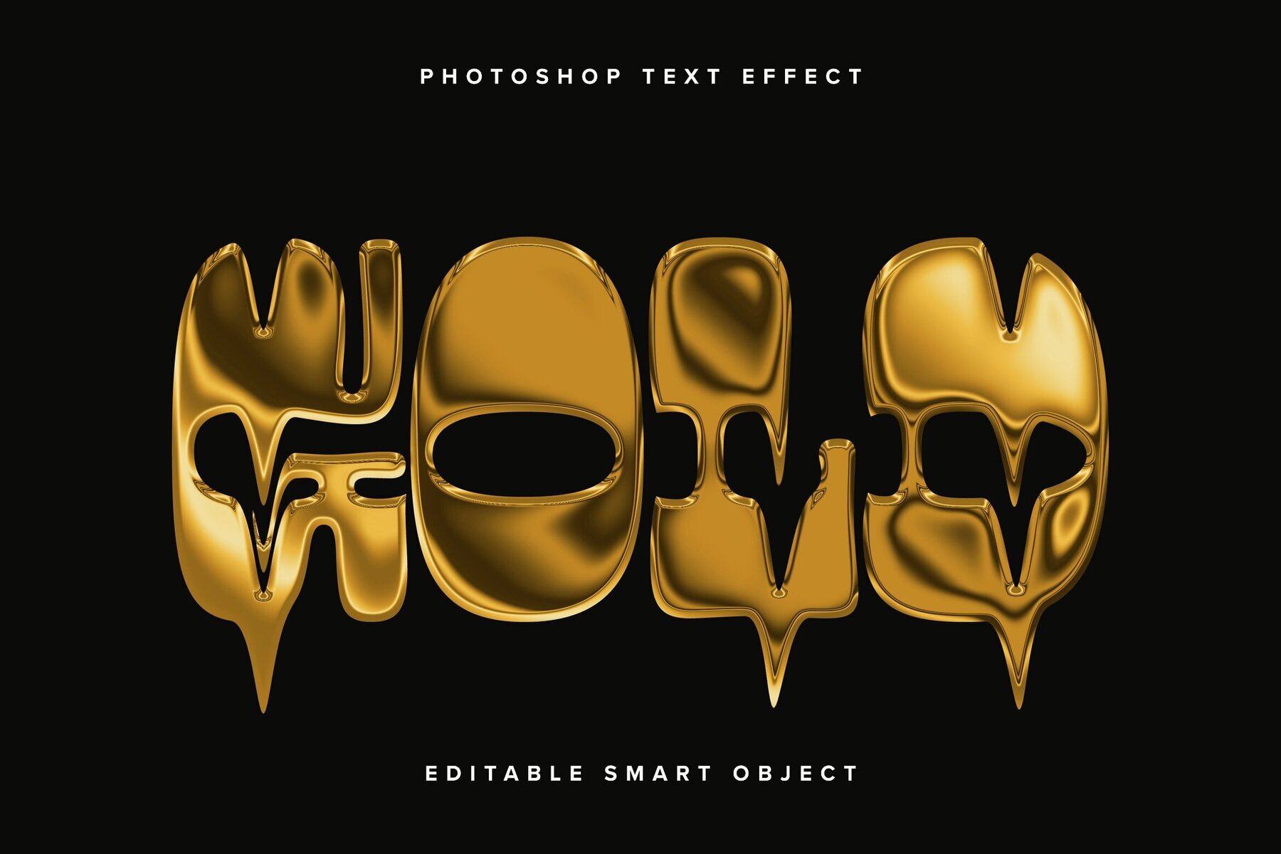 Dripping Metallic Gold Text Effect Mockup 1