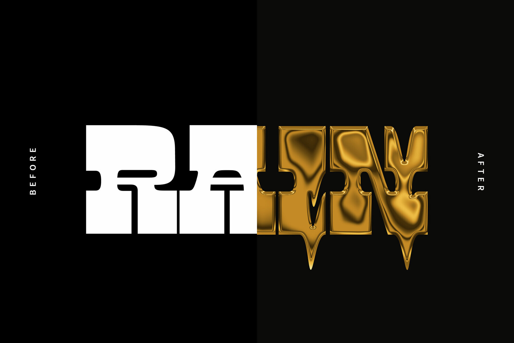 Dripping Metallic Gold Text Effect Mockup 2