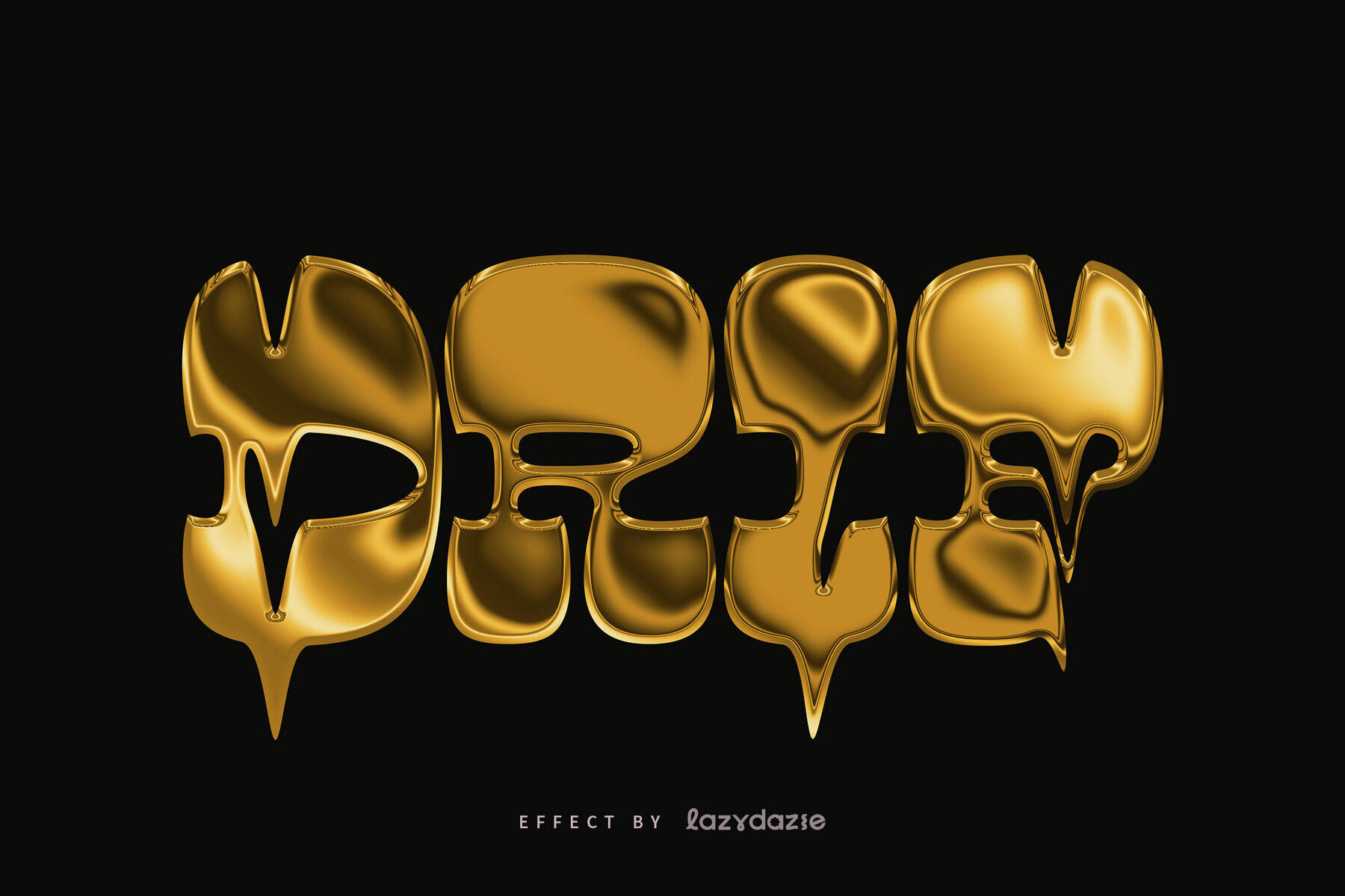 Dripping Metallic Gold Text Effect Mockup 3
