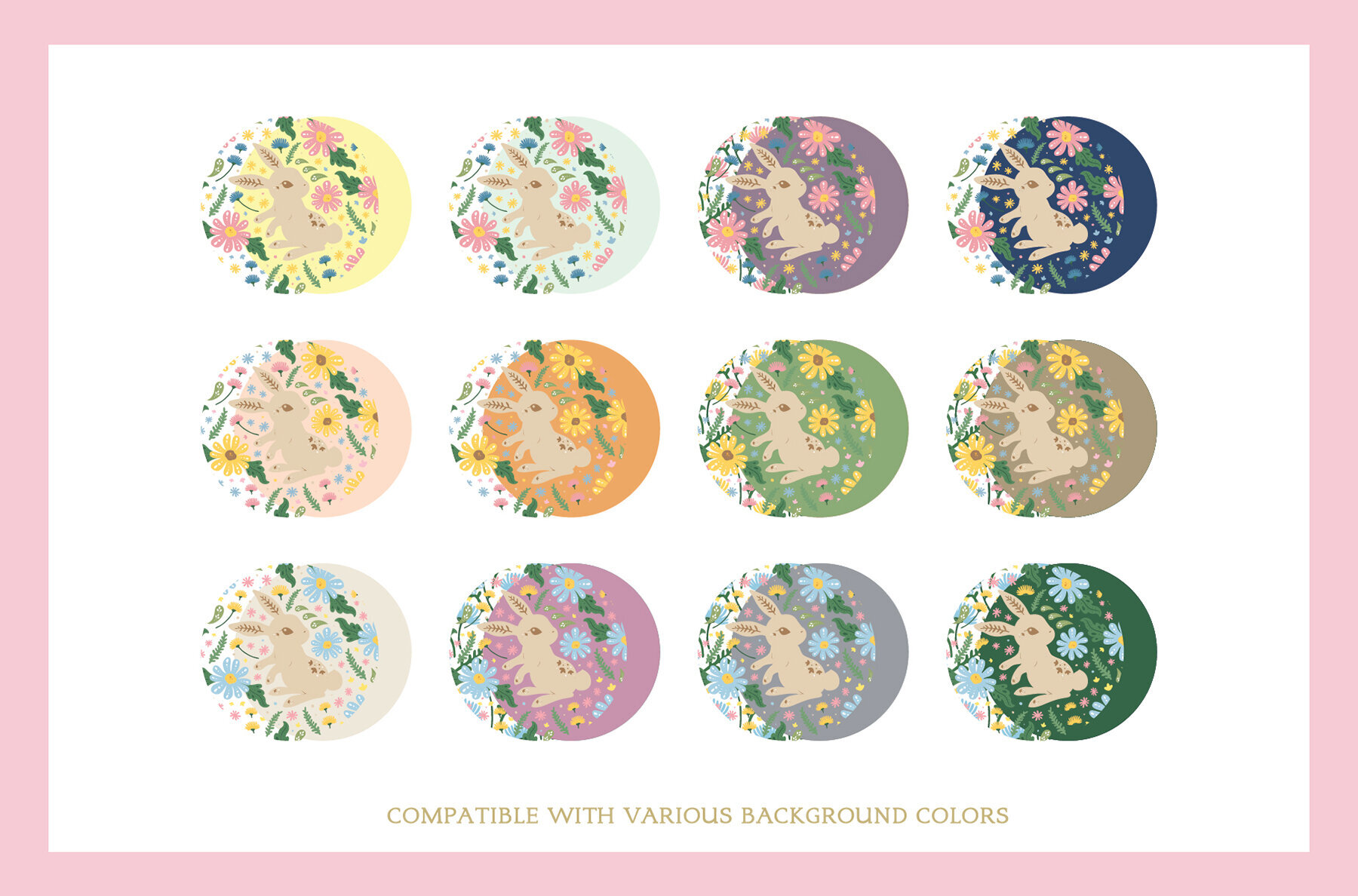 Easter Bunny and Eggs Pattern 01   Spring Floral 2