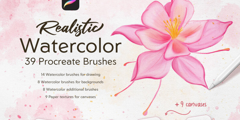 Realistic Watercolor Procreate Brushes