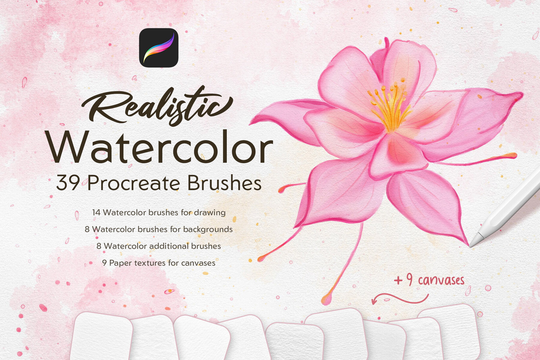 Realistic Watercolor Procreate Brushes 1