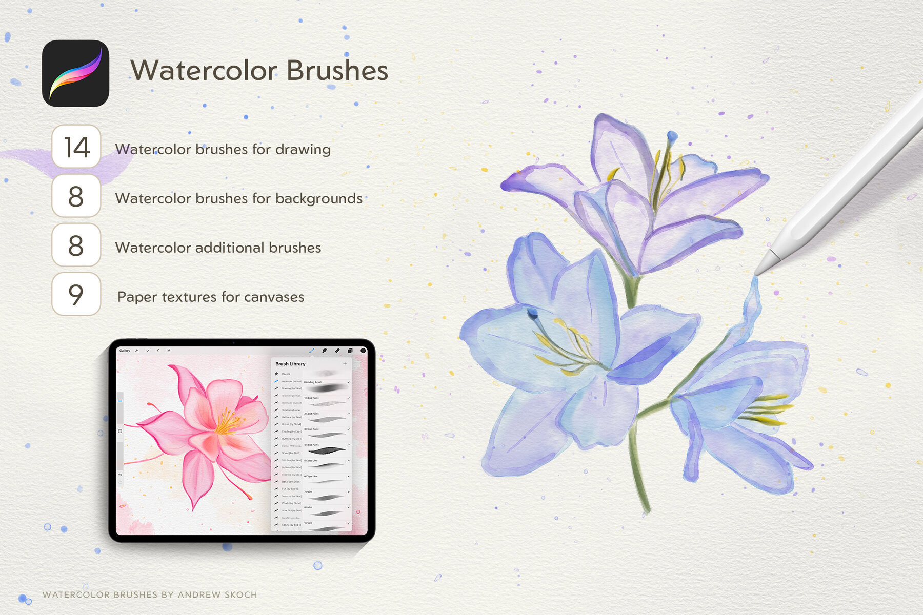 Realistic Watercolor Procreate Brushes 3