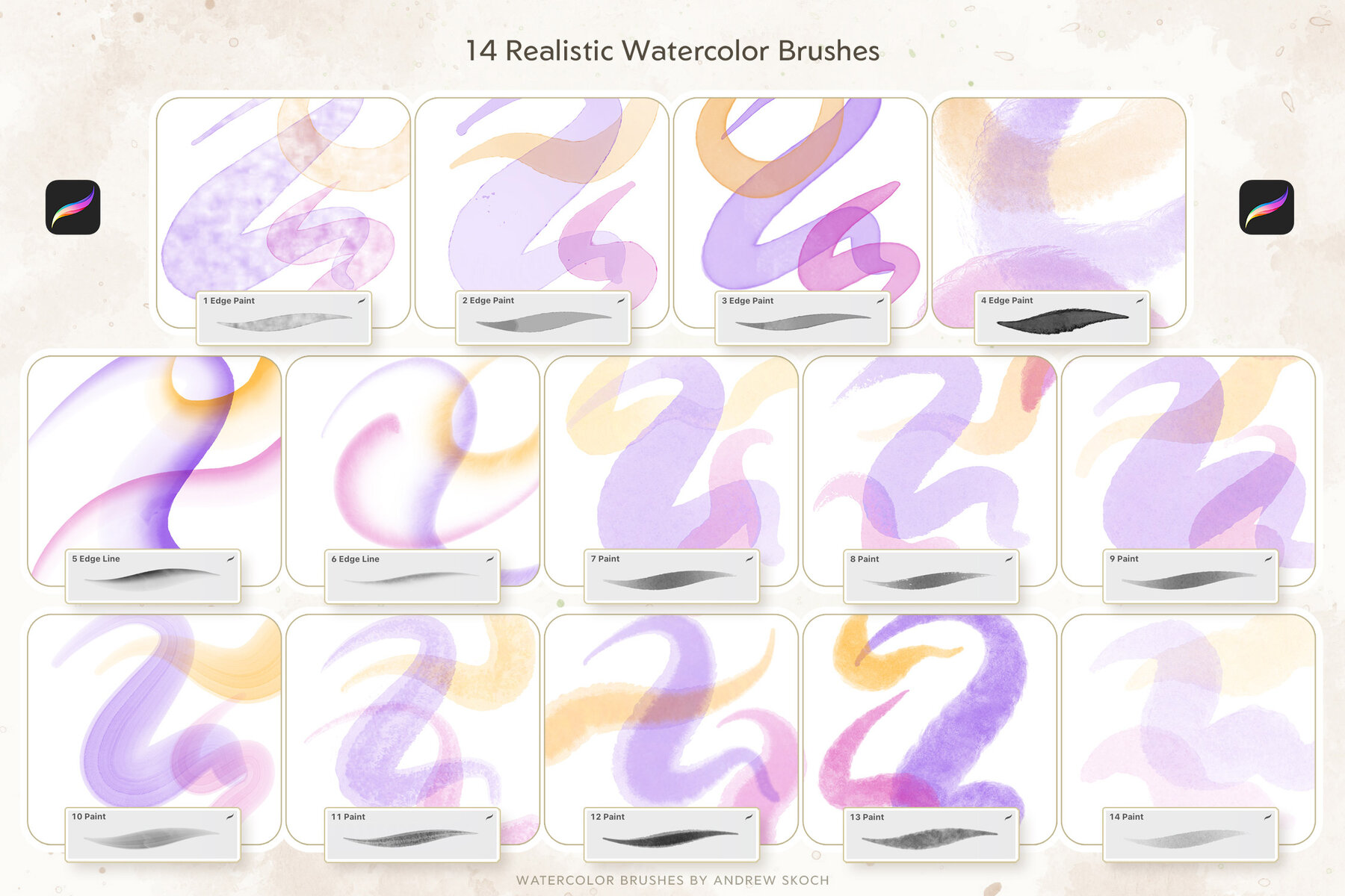 Realistic Watercolor Procreate Brushes 4