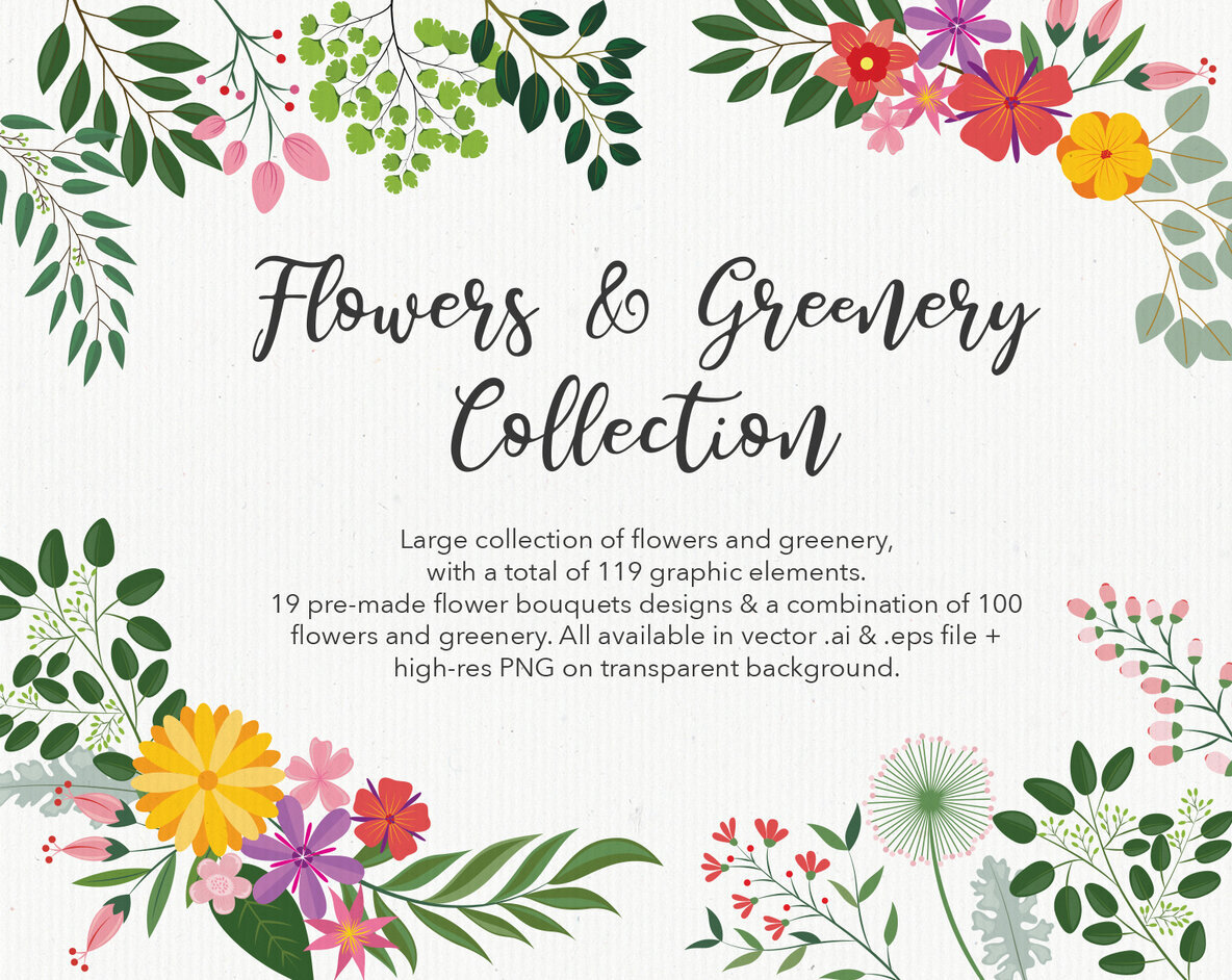 Large Flowers   Greenery Collections 1