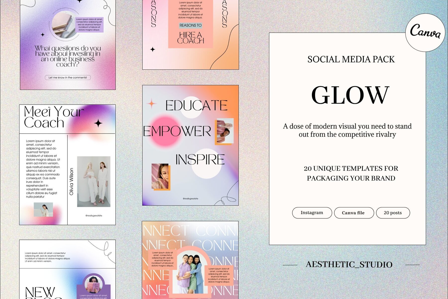 GLOW     Gradient Instagram Templates for Coaches 1