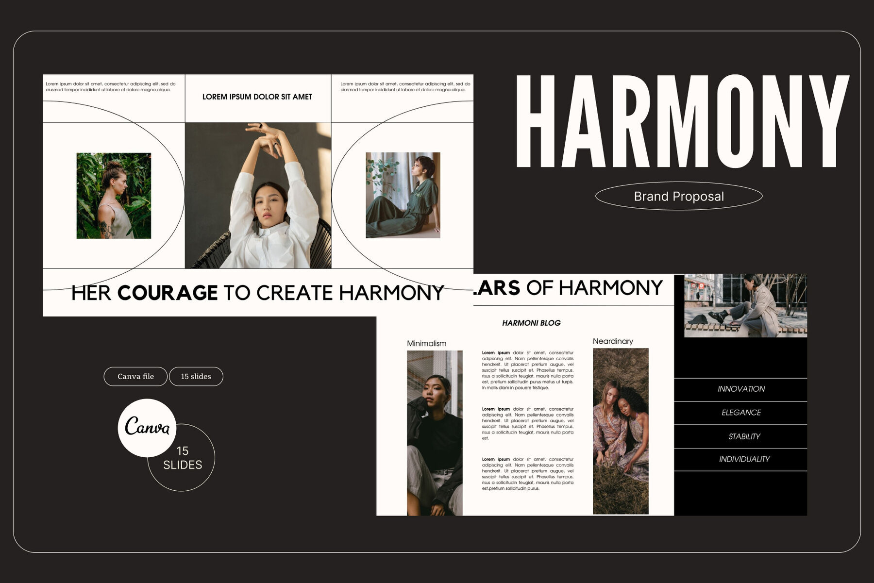 Harmony Fashion Brand Canva Presentation Template 1