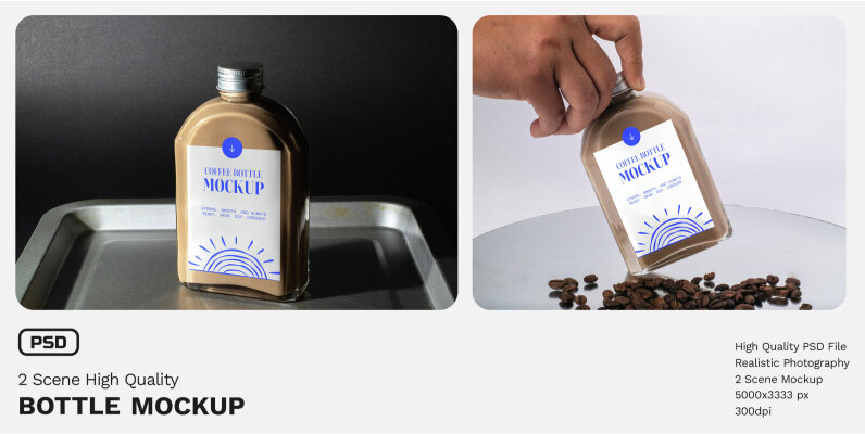 2 Realistic Scene Cold Brew Bottle Mockup   VOL 1