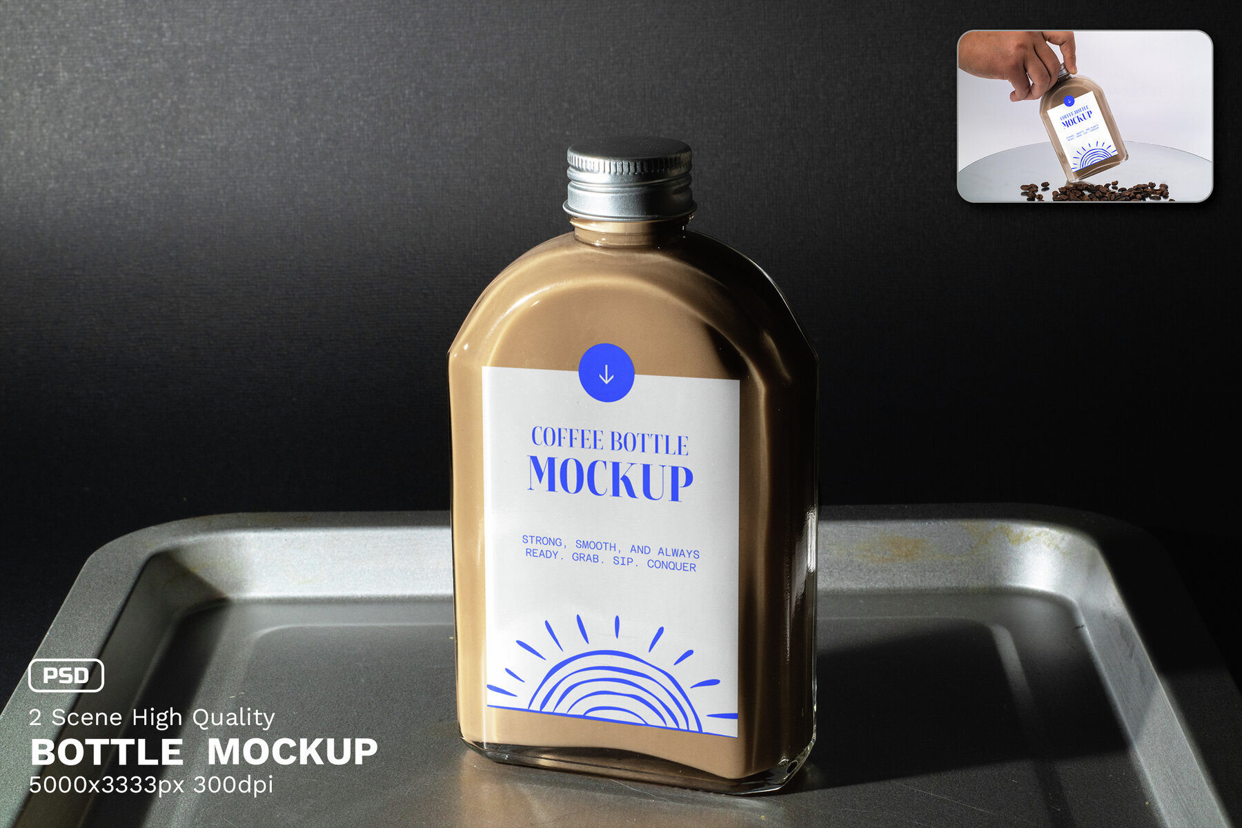 2 Realistic Scene Cold Brew Bottle Mockup   VOL 1 1