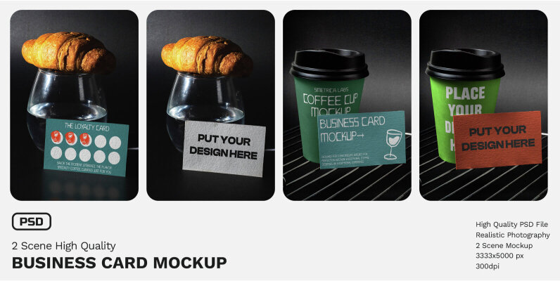 2 Realistic Scene Business Card Mockup   VOL 2