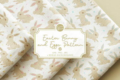 Easter Bunny and Eggs Pattern 2 Rabbit