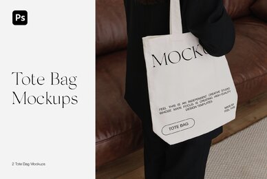 Realistic Tote Bag on Shoulder Mockups
