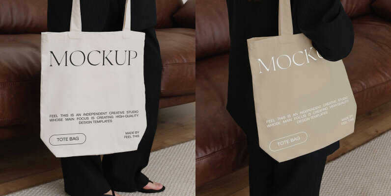 Realistic Tote Bag on Shoulder Mockups