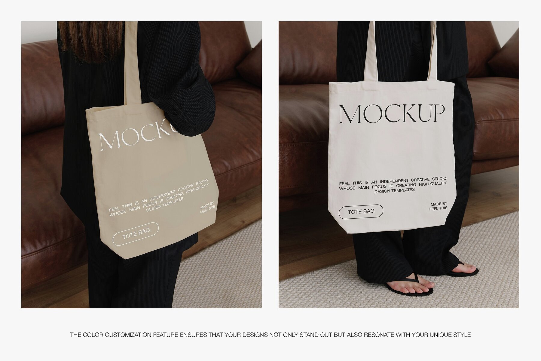 Realistic Tote Bag on Shoulder Mockups 3