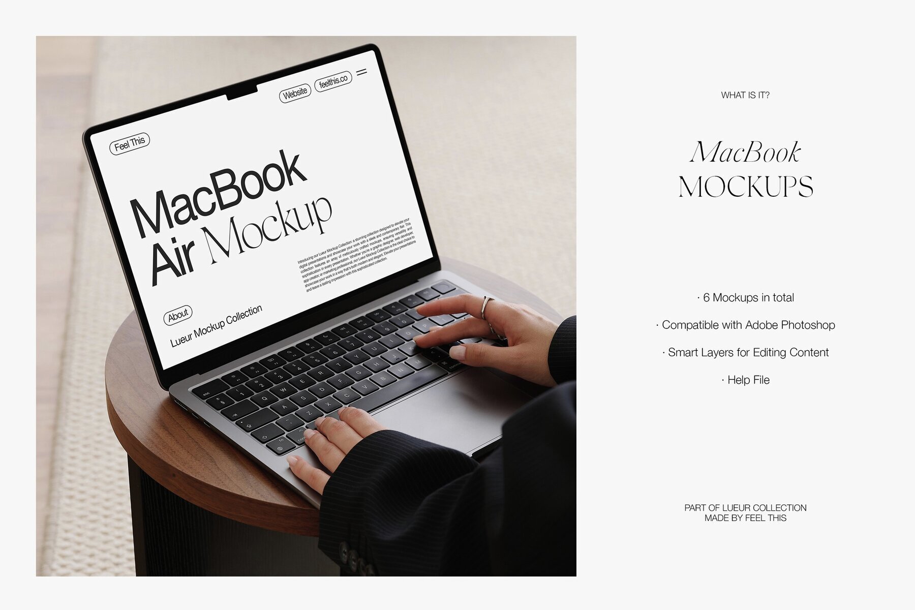 Realistic MacBook with Woman Hands Mockups 2