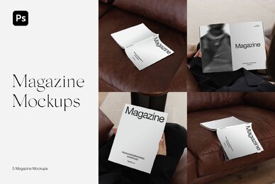 Realistic Magazine in Woman Hands Mockups