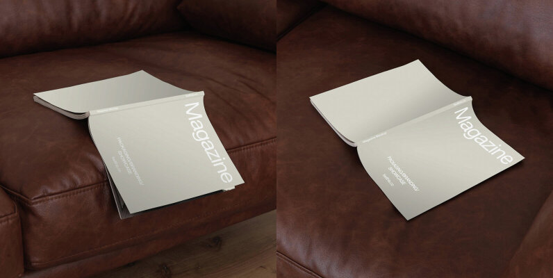 Realistic Magazine in Woman Hands Mockups