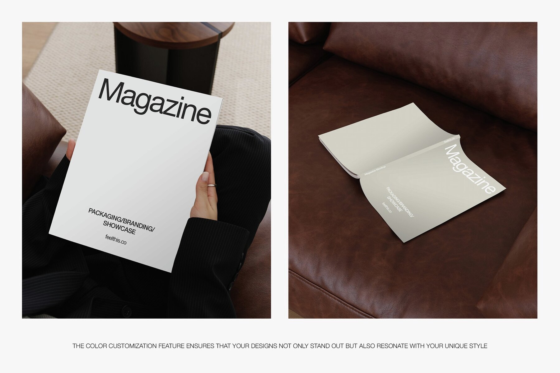 Realistic Magazine in Woman Hands Mockups 3