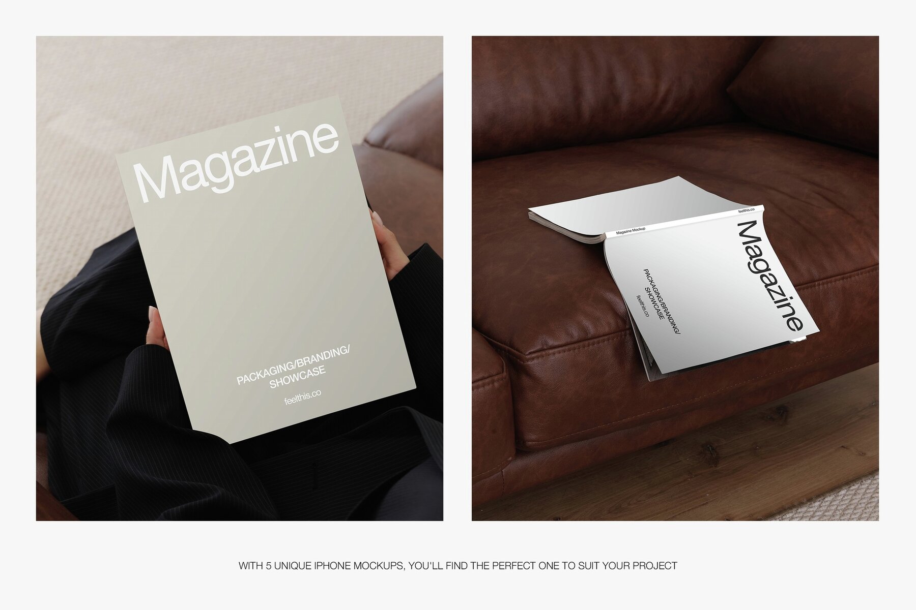 Realistic Magazine in Woman Hands Mockups 4