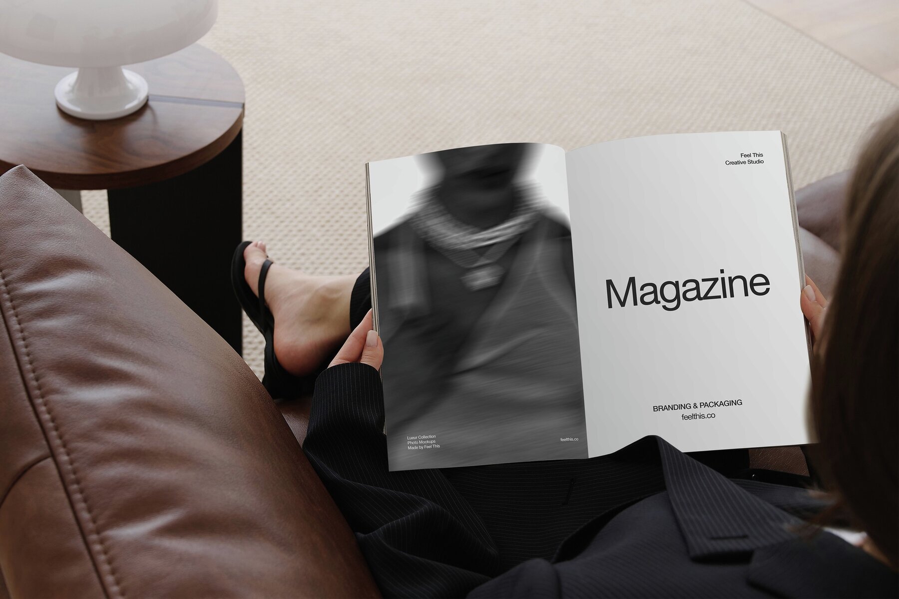 Realistic Magazine in Woman Hands Mockups 5