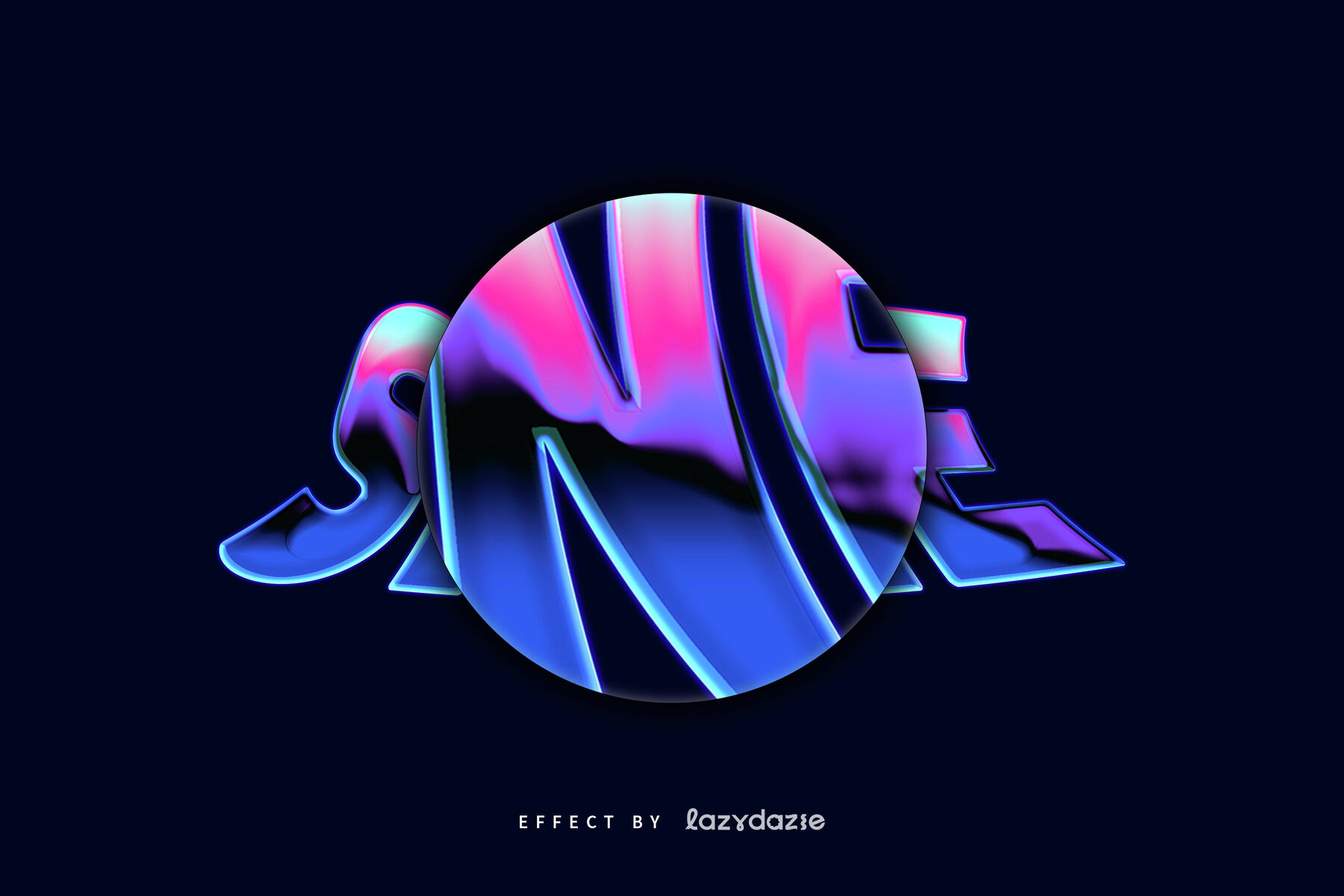 Warped Chrome Text Effect Mockup 5