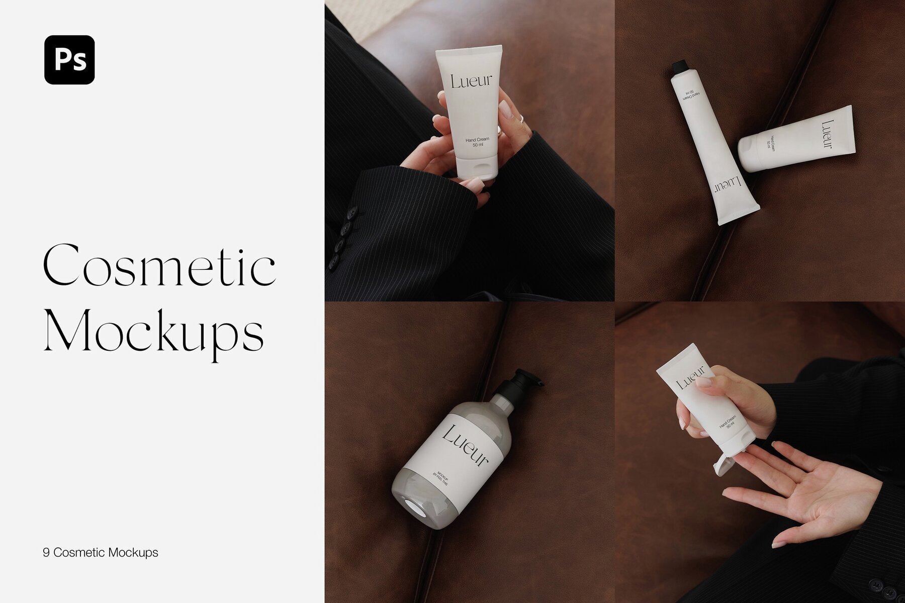 Hand Cream Tube and Cosmetic Bottle Mockups 1