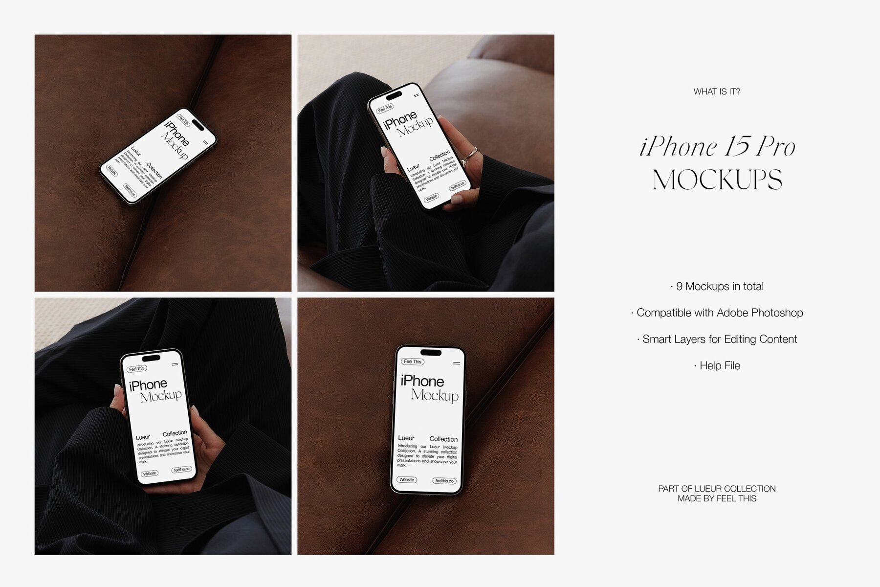 Realistic iPhone in Woman Hands Mockups 2