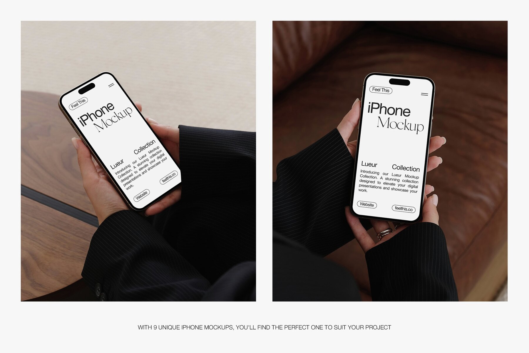 Realistic iPhone in Woman Hands Mockups 4