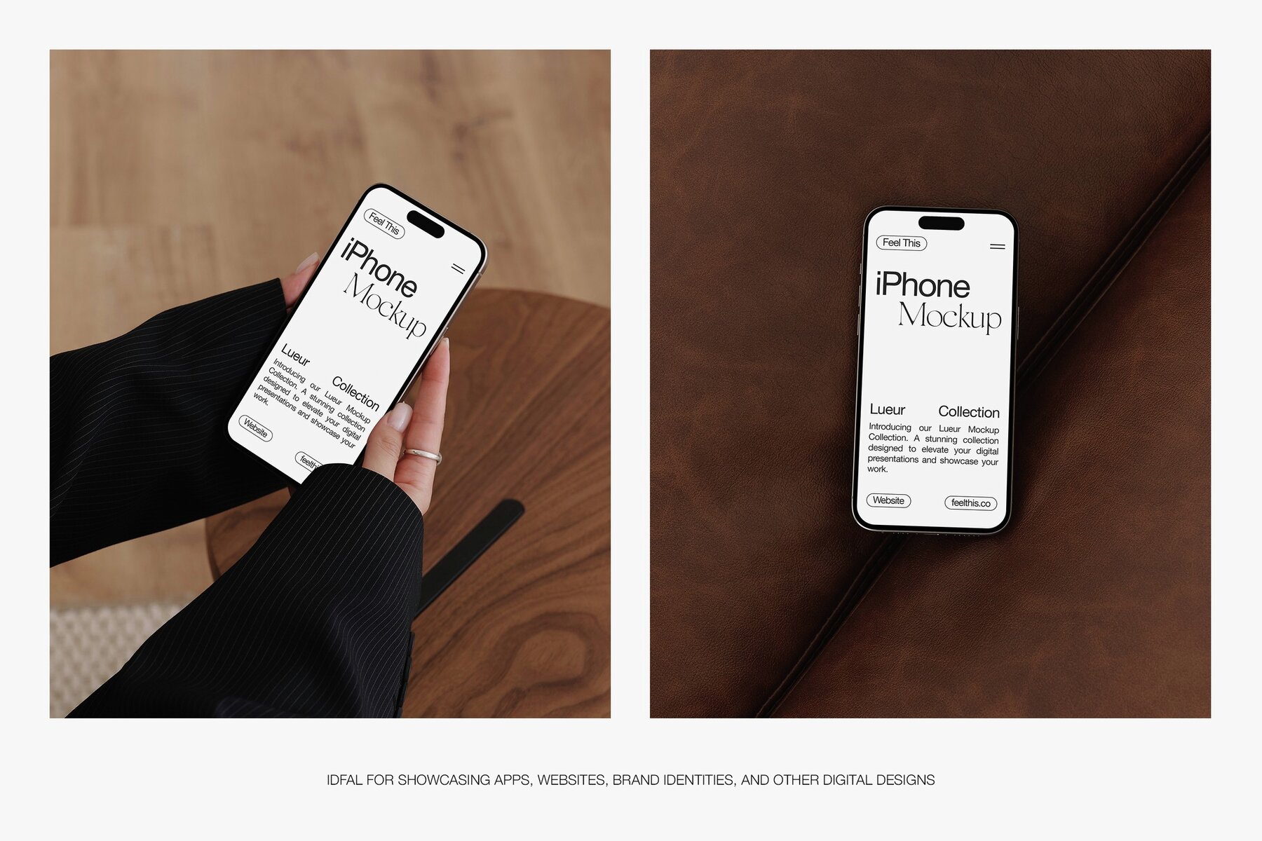 Realistic iPhone in Woman Hands Mockups 5
