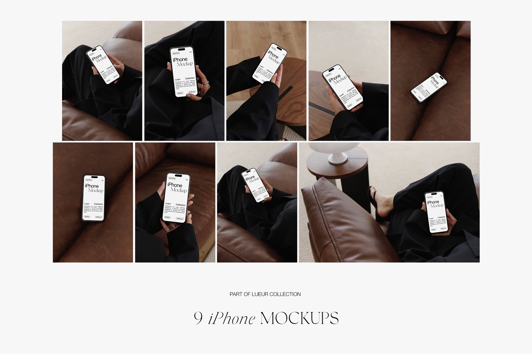 Realistic iPhone in Woman Hands Mockups 7