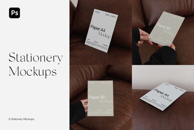 Realistic Poster A4 a Flyer A5 in Woman Hands Mockups