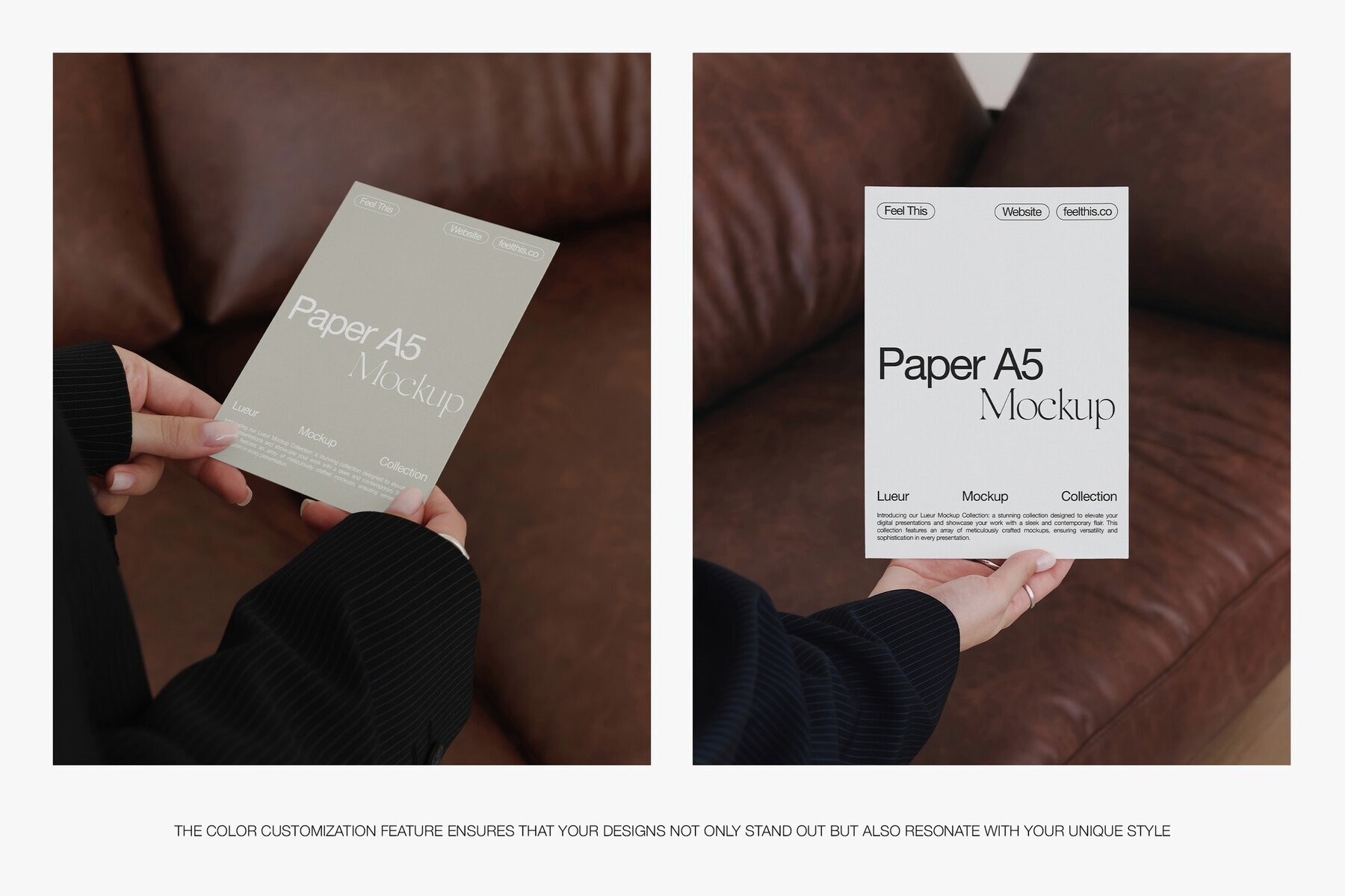 Realistic Poster A4 a Flyer A5 in Woman Hands Mockups 3