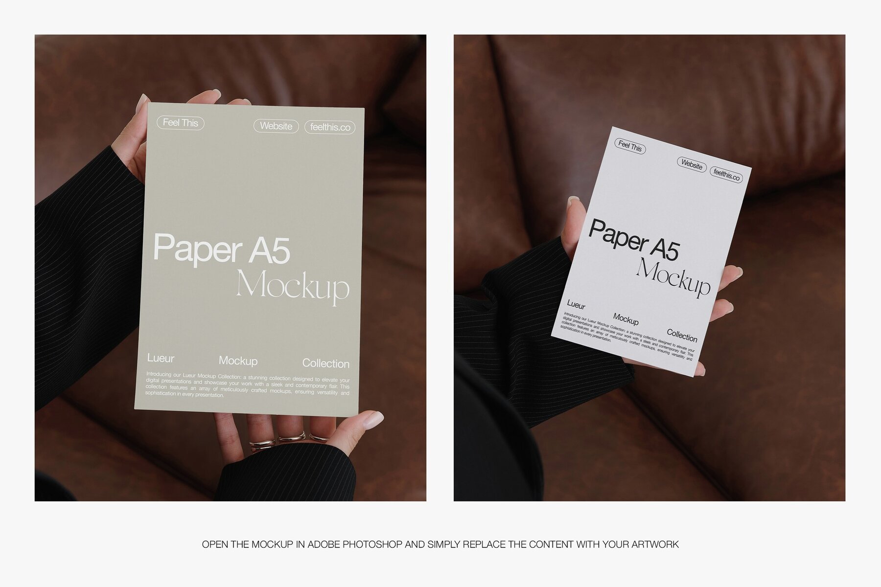 Realistic Poster A4 a Flyer A5 in Woman Hands Mockups 5