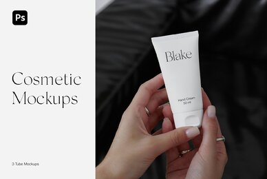 Hand Cream Tube in Woman Hands Mockups