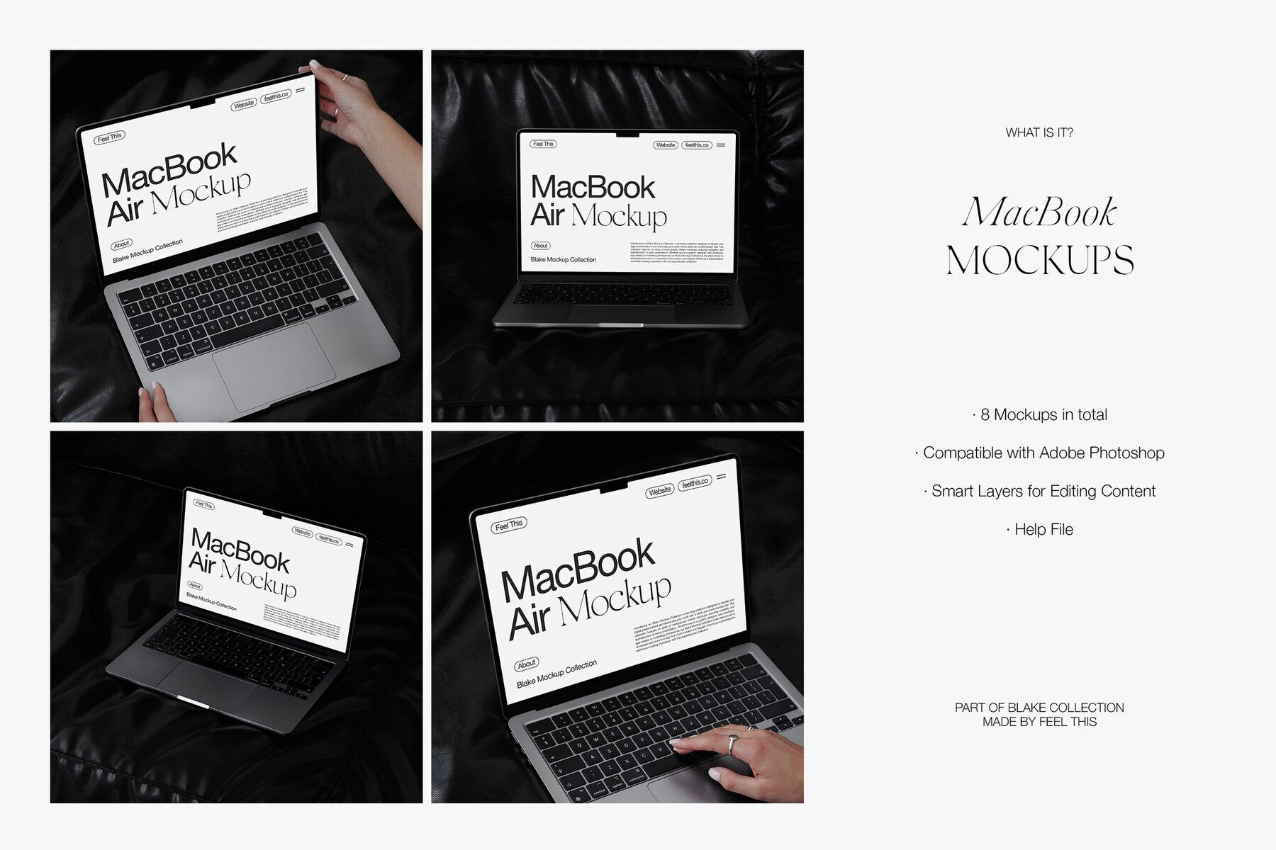 Realistic MacBook with Woman Hands Mockups 2