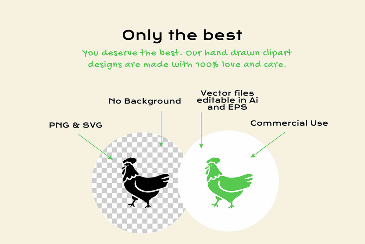 Farm Animals Linocut Clipart 2