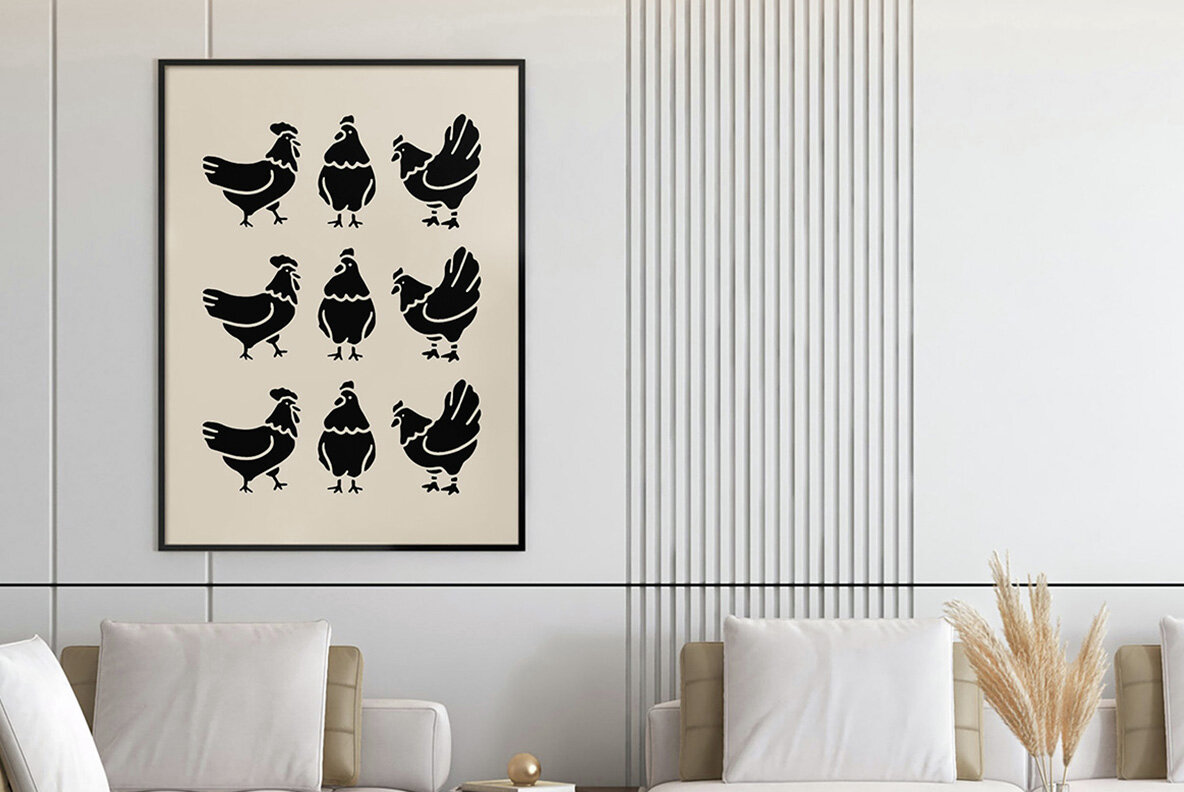 Farm Animals Linocut Clipart 7