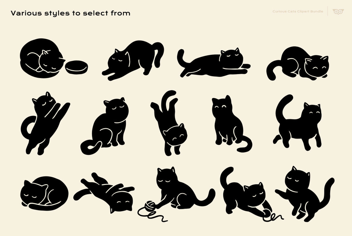 Curious Cats Clipart Bundle 4