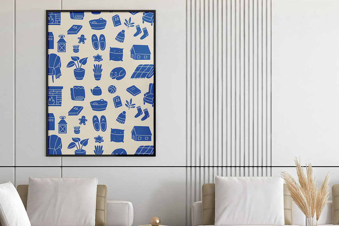 Cozy Cabin Linocut Clipart 5