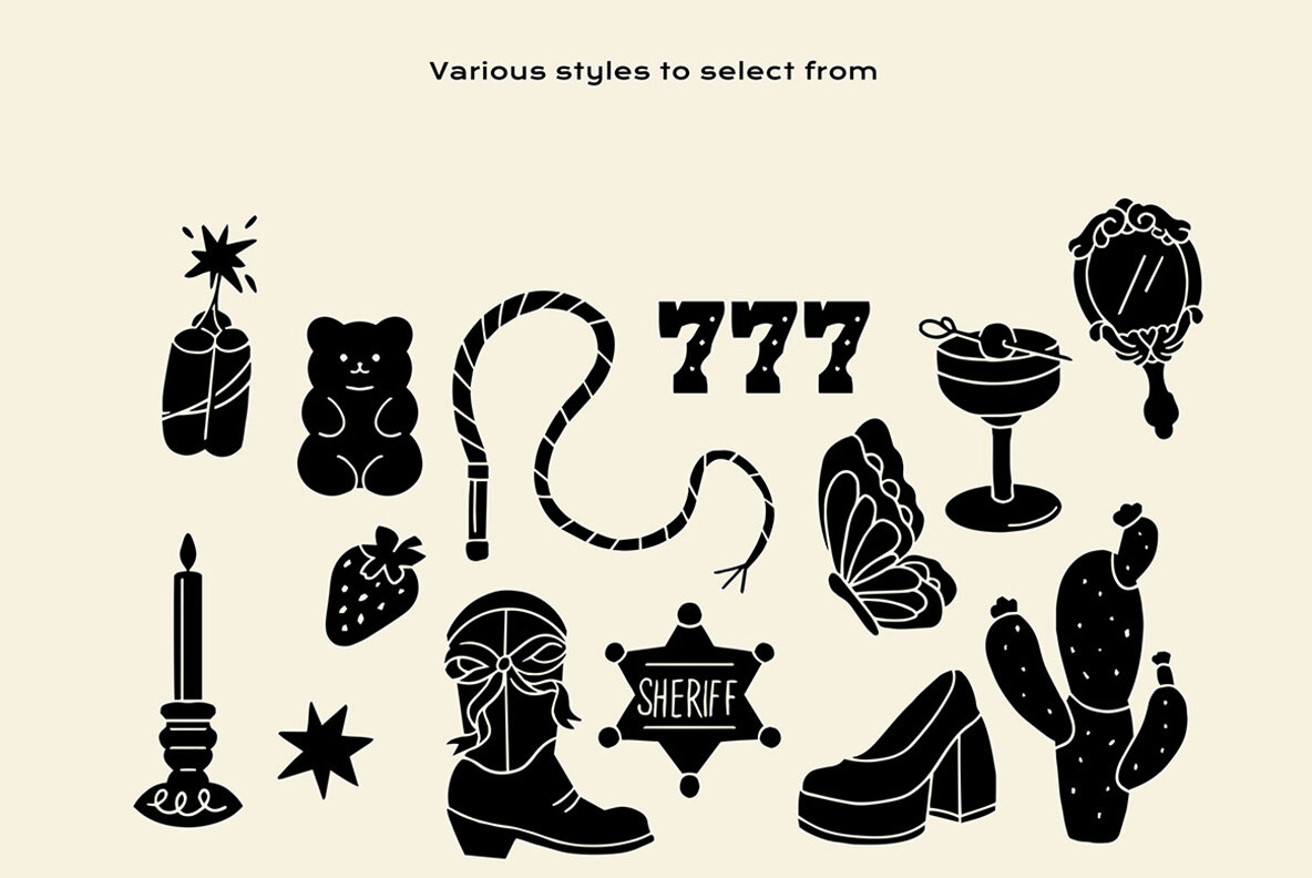 Cowgirl Linocut Clipart Bundle 4