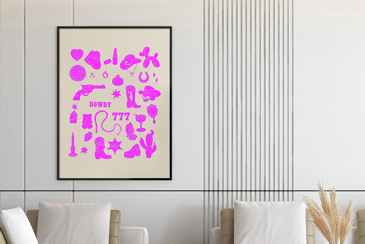 Cowgirl Linocut Clipart Bundle 6