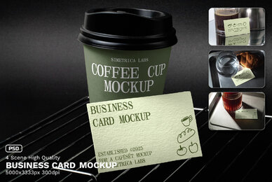 4 Realistic Scene High Quality Business Card Mockup   VOL 1