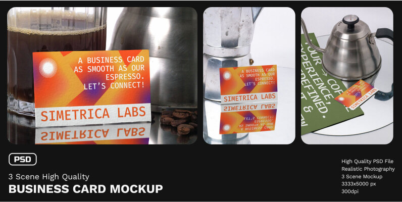 3 Scene High Quality Business Card Mockup   VOL 3