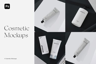 Hand Cream Tube and Cosmetic Bottle Mockups