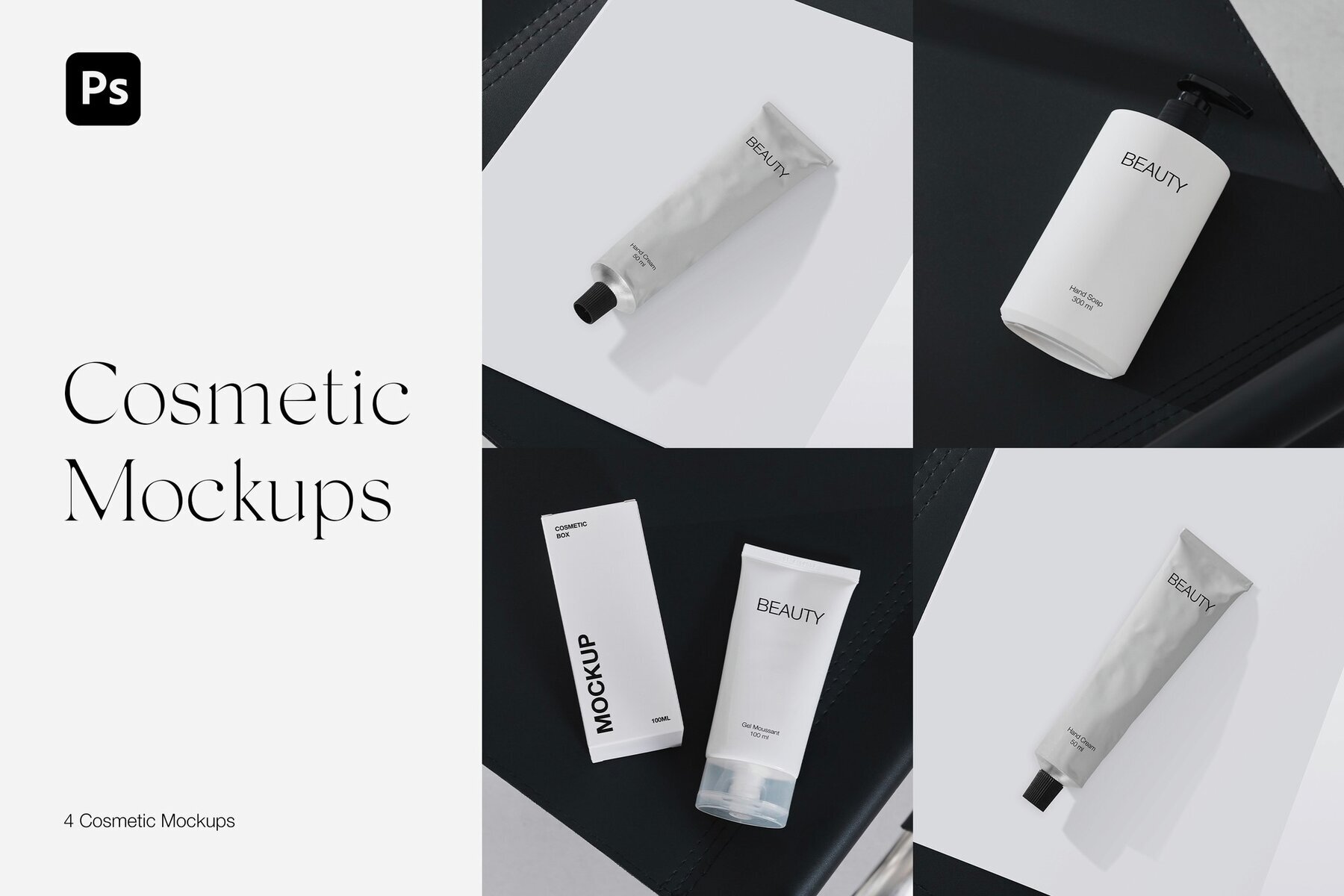 Hand Cream Tube and Cosmetic Bottle Mockups 1