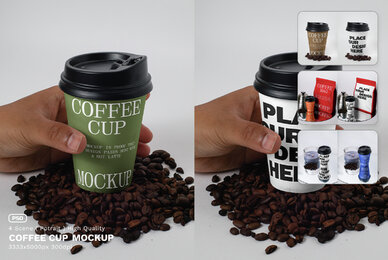 4 Scene Realistic High Quality Coffee Cup Mockup   VOL 1
