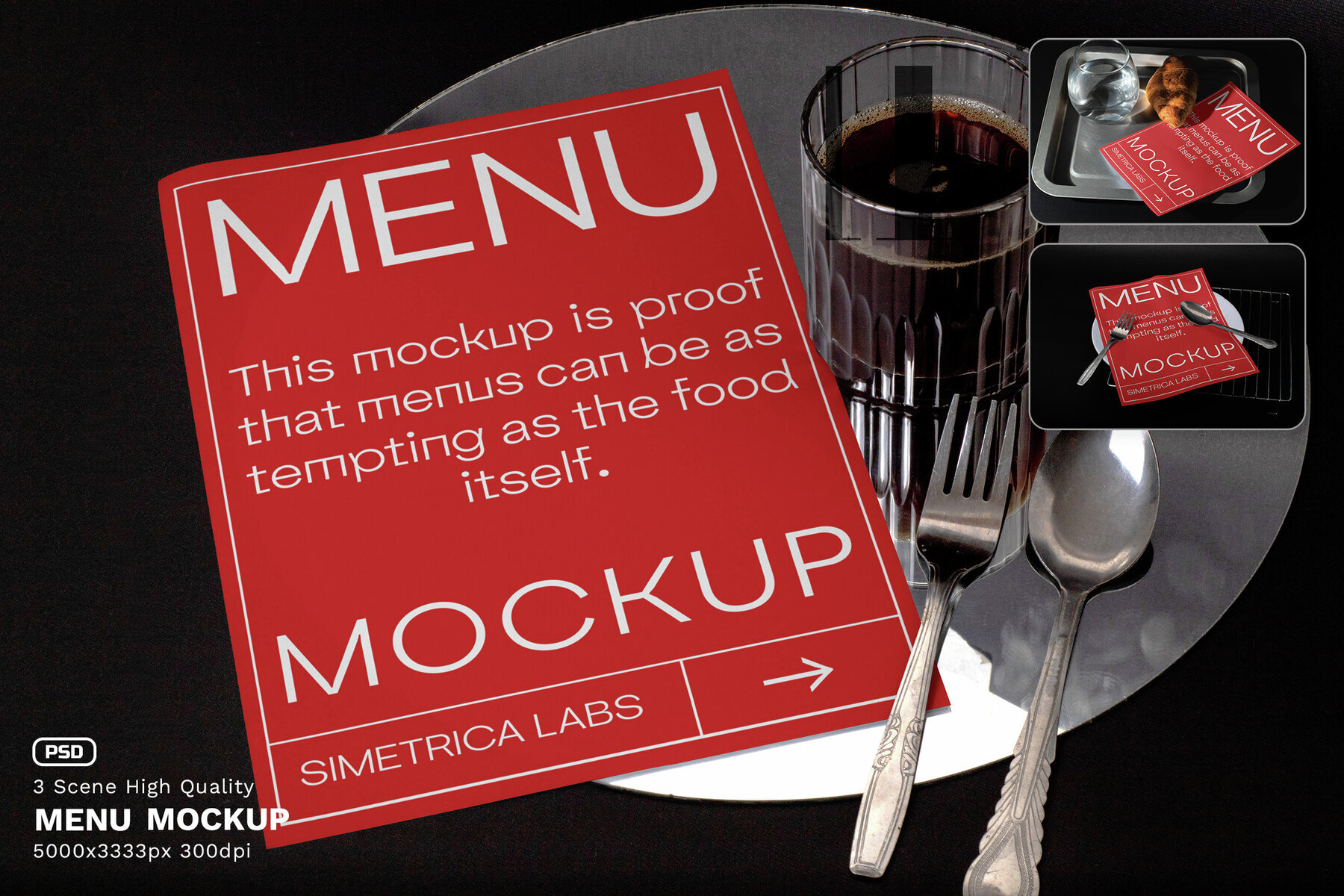 4 Scene Realistic High Quality Menu Mockup   VOL 1 1